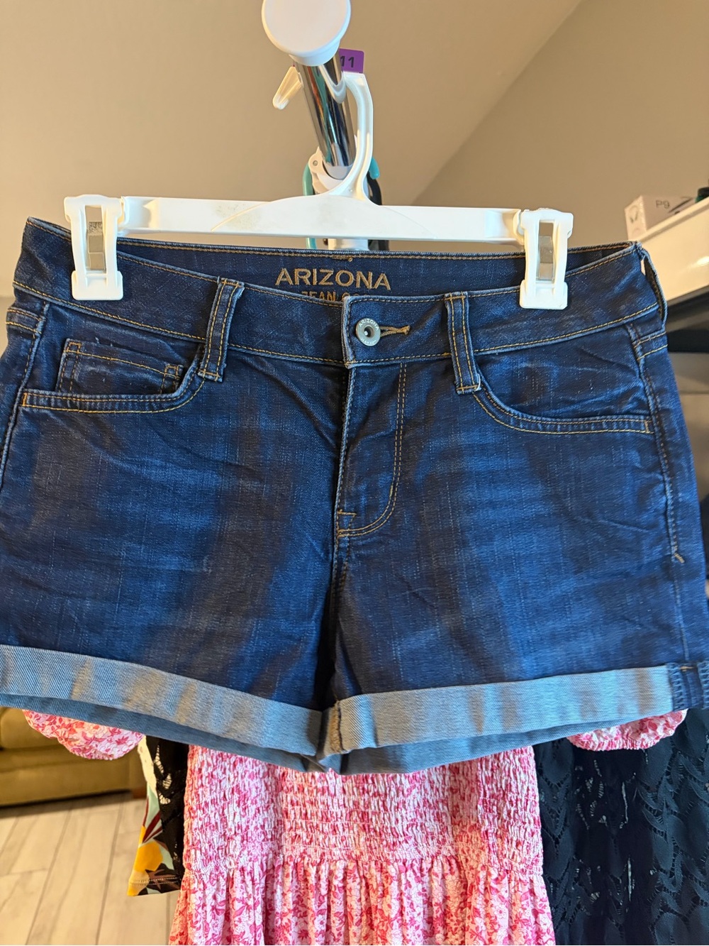 Arizona Jean Company Dark Blue Rolled Cuff Denim Shorts